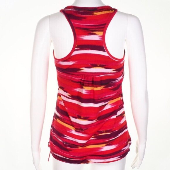 Athleta Top Womens Size Small Racerback Drawcord Red White Yellow  Shelf Bra EUC - Picture 7 of 9